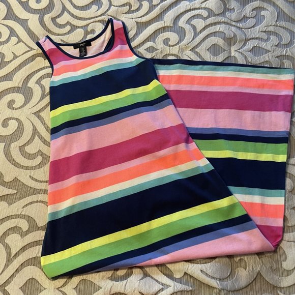 Gap Kids - Girls Size Medium - Multi-Colored Striped Sleeveless Long Tank Dress - Picture 4 of 4